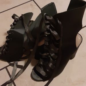 Green aldo open toe heels